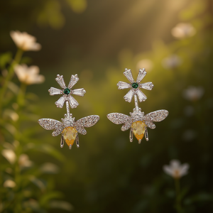 Pendientes de tuerca con diseño de insecto dorado E334 para mujer, joyería de fiesta con cristales de imitación, pendientes de aleación bonitos y a la moda - Product Image 2