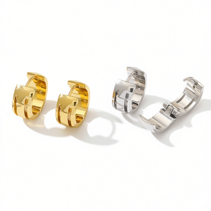 Orecchini a Cerchio Sottili in Oro e Argento, Acciaio Inossidabile, 6mm, 12 Paia, Ref46630 - Product Image 2