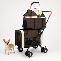 Poussette double pour animaux de compagnie, pliable, pour deux animaux, avec 2 paniers amovibles, capacité 35 kg