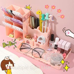 <b>Large</b> Capacity Multi-Functional Pen Holder Box Cute Oblique <b>Desk</b> Storage Holder Creative Plastic Pen Organizer for Students - Product Image 5