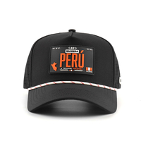 Casquette de baseball unisexe personnalisée à 5 panneaux 100 % polyester avec logo, imperméable, perforations découpées au laser, patch en silicone souple