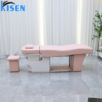 Ensemble de lit de lavage portable Kisen avec bac à shampoing, table de massage pour spa capillaire et bain de pieds, lit de luxe personnalisé pour salon avec évier en céramique