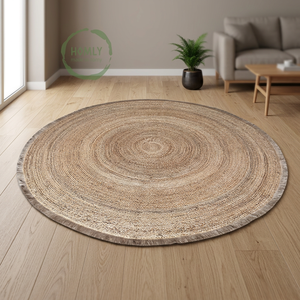 36 Inches Polyester Cotton Modern Round Rug Non-Slip Eco-Friendly Floor <b>Mat</b> for Home Decor - Product Image 3