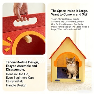 Lit-caverne pour chat de grande taille – Feutre polyester pliable, abri insonorisé pour chatons et animaux de compagnie - Product Image 5