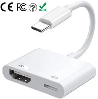 Adaptateur Type-C vers 2.0 avec 4K 60Hz HDR USB3.0 et charge PD 100W, sans prise requise, pour ordinateur portable/téléphone vers TV/projecteur - En stock