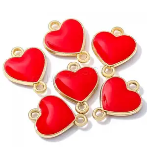 DIY jewelry making bulk Heart Enamel Zinc Alloy Connector more colors for choice 13x10mm Hole:Approx 1.5mm 1661269