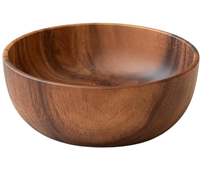 Bol de service pratique en bois d'acacia brun naturel, idéal pour les fruits ou les salades en cuisine – Offre spéciale