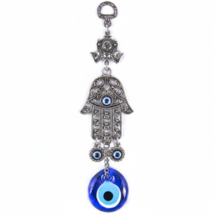 Mano Hamsa colgante de pared decoración hecho a mano de vidrio mal de ojo de Turquía - Product Image 2