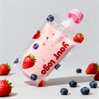 Pochette à bec en plastique transparent à impression numérique personnalisée pour l'emballage de milkshakes, de jus de fruits, de purées de fruits, etc.