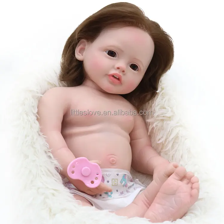 55Cm Silikon Padat Boneka Reborn Buatan Tangan Dicat Realistis Boneka Bebe Reborn Memiliki Gigi