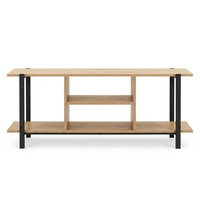 Meuble TV moderne en métal de 40 pouces avec 5 compartiments de rangement ouverts, support multimédia industriel KD pour salon, console TV style loft urbain