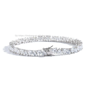 Positive and Negative Heart-shaped Women's <b>Copper</b> Inlaid Zircon <b>Bracelet</b>, Three-claw Love Zircon Tennis <b>Bracelet</b> for Women - Product Image 4