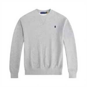 Wholesale Autumn 3D Embroidered Logo Solid Loose 100% Cotton Casual <b>Top</b> Men <b>Long</b>-<b>Sleeved</b> Fleeced Lining Crew Neck Anti-Pilling - Product Image 3