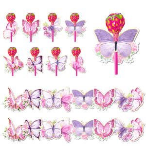Décoration de papillon rose de dessin animé moderne pour les fournitures de fête Emballage de sucette créatif avec insertion de carte - Product Image 3