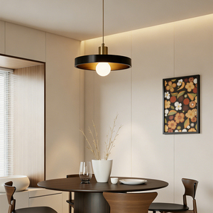 Luminaire suspendu moderne de style nordique noir avec interrupteur, décoration en cuivre pour salon, intérieur, restaurant - Product Image 1