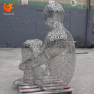 Escultura de Figura Hueca de Acero Inoxidable Grande Personalizada para Exteriores, con Técnica de Pulido, para Adornos de Jardín Urbano y Paisajismo - Product Image 4