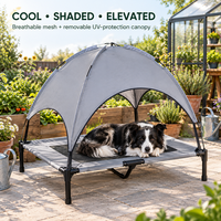 Lit surélevé pour chien de 110 lb avec auvent, lit de camp extérieur pour animaux de compagnie, maille respirante rafraîchissante pour grands chiens et chats, voyage, camping, plage