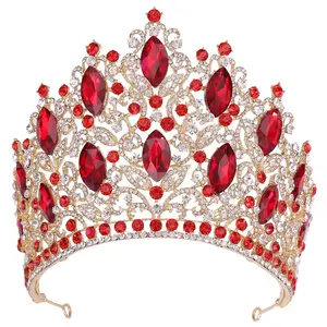 Rose Bessie Tiara Pengantin dan Mahkota Eropa Ornamen Mahkota Pesta Pernikahan Pengantin Tinggi untuk Wanita