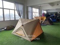 Tente de camping portable hexagonale à deux côtés, type Hubble Triangle, avec pare-soleil Oxford arabe, facile à installer, prix d'usine réel