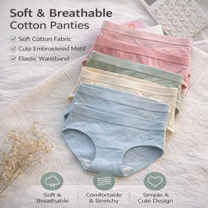 All'ingrosso comodo cotone da <span class=keywords><strong>donna</strong></span> per uso quotidiano <span class=keywords><strong>slip</strong></span> morbido a maglia biancheria intima con modello solido a buon mercato mutandine a prezzo - Product Image 1