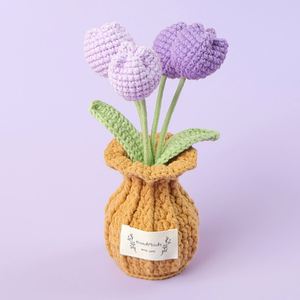 Maceta de Flores de Ganchillo Hecha a Mano de Alta Calidad, Mini Bonsái de Lirio del Valle para Plantas Decorativas del Hogar, para Navidad, Graduación, Pascua - Product Image 2