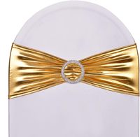 Housses de chaise extensibles dorées en spandex avec boucle pour Noël, mariages, banquets, célébrations, événements de baby shower