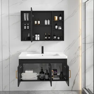 洗面化粧台シンプルなデザインアルミ製バスルーム収納キャビネット壁掛け式モダンスレートバスルーム