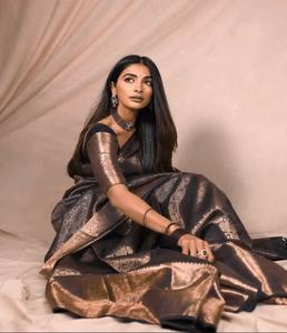 Elégant Banarasi Saree Soft Lichi Silk Cloth Women Designer Ethnic Outfit Idéal pour les festivals de mariage et les occasions spéciales - Product Image 2