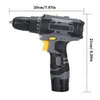 Perceuse à percussion sans fil 12V de qualité supérieure, personnalisable par le fabricant, moteur à balais, vitesse variable, mandrin sans clé, 2 batteries 2.0Ah incluses