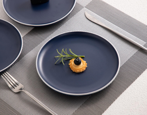 7.5 Inch Matte Blue Rimmed Ceramic <b>Side</b> <b>Plate</b> In Stock Factory Discount Wholesale Custom Logo For Restaurant Hotel - Product Image 4