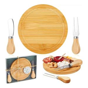 <span class=keywords><strong>Planche</strong></span> à découper en bambou antibactérien, portable pour l'extérieur, avec ensemble couteau et fourchette, idéale comme cadeau de baptême ou plateau à fromage - Product Image 5