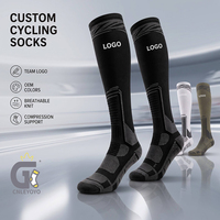 Chaussettes de cyclisme personnalisées avec logo, hauteur genou, semelle en tissu éponge rembourrée, compression respirante, pour hommes et femmes