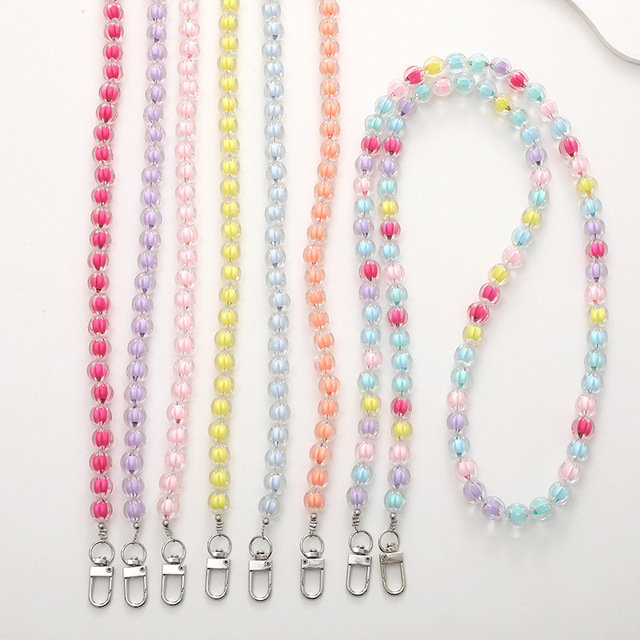 Acrylic Beaded Phone Lanyard Pearl Colorful Crossbody Strap Mobile Chain DIY Phone Case Pendant Gift for Women