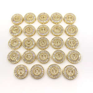 20mm White Stone Gold/<strong>Silver</strong> Plated <strong>Initial</strong> <strong>Necklace</strong> Pendant Letter Charms Jewelry Making - Product Image 1