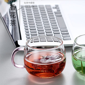 Taza de vidrio transparente con asa de color, taza individual gruesa para té, café, agua, uso doméstico - Product Image 1