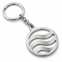 Porte-clés en métal personnalisé avec logo rond ondulé, cadeau promotionnel en gros, fournisseur en vrac, fabricant de souvenirs