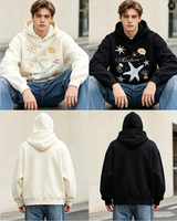 Sweat à capuche oversize personnalisé avec imprimé étoile de mer marine, style vintage, épaules tombantes, unisexe, streetwear, en stock, MOQ 1 pièce