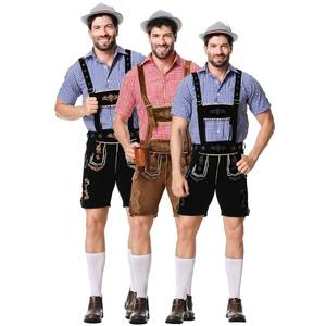 Conjunto de pantalones con tirantes bordados para disfraz de Oktoberfest, traje para fiesta del festival de la cerveza alemana, camisa a cuadros para hombre - Product Image 1