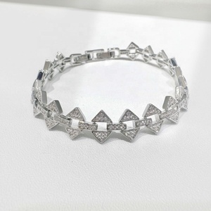 Pulsera de plata de ley 925, estilo chunky, joyería fina, chapada en oro, de lujo, estilo hip hop, con cuentas geométricas, precio de fábrica. - Product Image 5