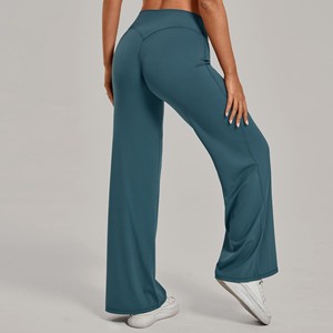 Pantalones de Yoga de Cintura Alta Personalizados de Secado Rápido con Efecto Levanta Glúteos para Mujer, Leggings Acampanados de Nylon y Spandex para Gimnasio al Aire Libre, Deportes y Fitness - Product Image 1