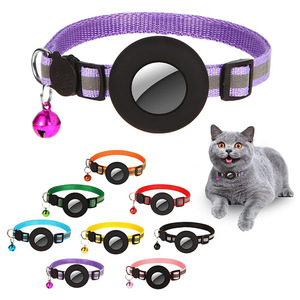 2023 Airtag Cat Collar reflectante ajustable impermeable Nylon silicona Airtag Pet Cat Collar Apple Dog GPS Tracking Collar - Product Image 1