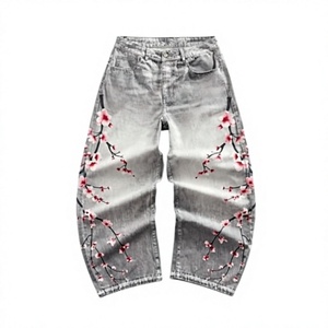 Jean large noir en denim délavé, coupe basse et ample, style streetwear gothique, respirant, écologique, vintage, léger, pour homme, hiver - Product Image 2