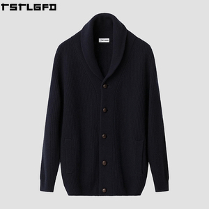 Cardigan en tricot bouclé personnalisé pour homme, gris, coupe classique, boutonné, texturé, streetwear, fabricants de pulls pour homme, vente en gros - Product Image 1