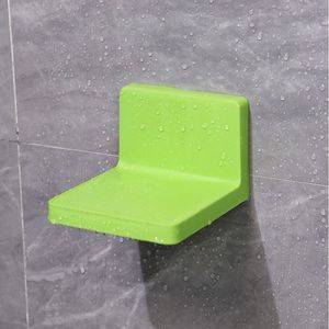 Estante de almacenamiento en forma de L para montar en la pared, rectangular, sin perforaciones, para organizar jabón en el baño - Product Image 1