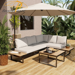 Meubles <span class=keywords><strong>de</strong></span> patio modernes <span class=keywords><strong>en</strong></span> aluminium pour l'extérieur <span class=keywords><strong>Canapé</strong></span> sectionnel modulaire <span class=keywords><strong>en</strong></span> <span class=keywords><strong>plastique</strong></span> et <span class=keywords><strong>en</strong></span> bois Ensemble <span class=keywords><strong>de</strong></span> canapés <span class=keywords><strong>de</strong></span> <span class=keywords><strong>jardin</strong></span> <span class=keywords><strong>en</strong></span> forme <span class=keywords><strong>de</strong></span> L - Product Image 2