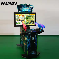 Máquina de Juegos Arcade de Disparos para Niños y Adultos, Operada con Monedas, Construcción de Metal y Plástico, 2 Jugadores, Uso en Interiores, Inglés