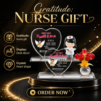 Trophée en cristal personnalisé en forme de cœur pour infirmières, cadeaux de vacances, souvenirs, prix