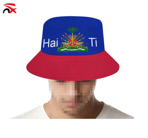 <strong>Cheap</strong> Price Outdoor Luxury Custom logo Polyester 58-60cm Haiti Country Flag Fisherman <strong>Bucket</strong> <strong>Hat</strong> All Over Print for Men's - Product Image 2