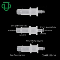 Sambungan Pipa Plastik Bentuk I Ukuran 1/16" hingga 5/8" Grosir, Fitting Pipa Barb 2 Arah, Konektor Tabung Lurus Medis
