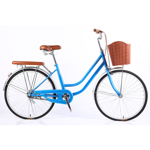 <span class=keywords><strong>Vélo</strong></span> de ville classique rétro 24/26 pouces en acier à une vitesse avec siège arrière et panier avant pour femmes adultes - Product Image 3